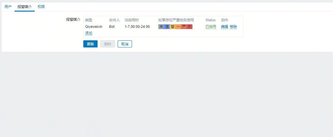对用户配置告警媒介