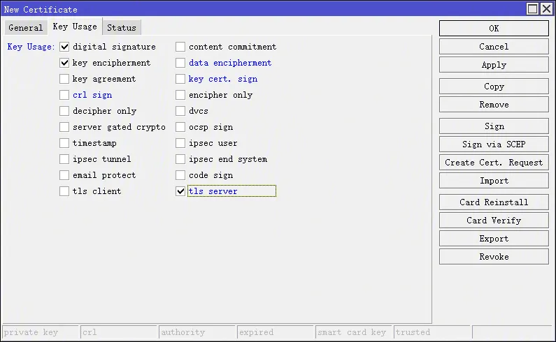 服务器端证书-Key Usage